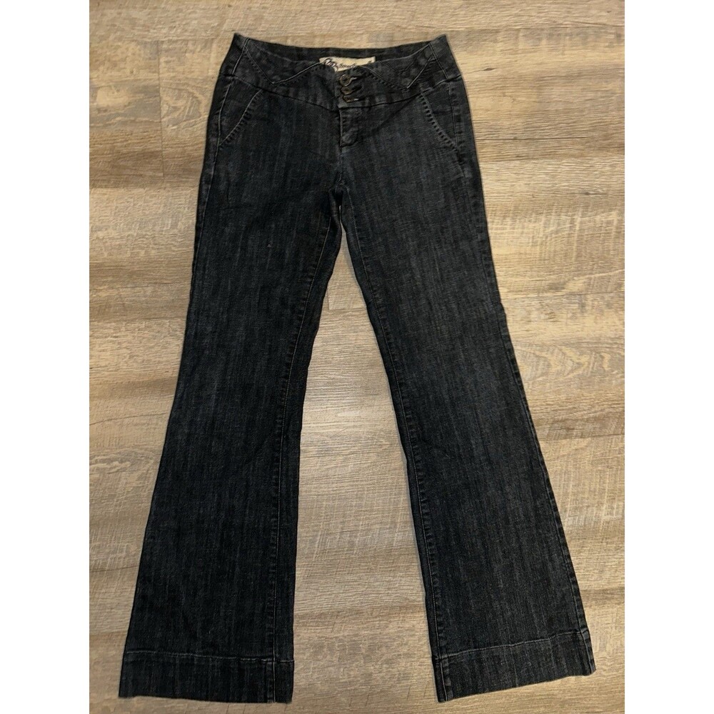 Vintage Boom Boom Jeans Size 5 High Waisted Y2K Dark Wash 3 Button Fly Flare